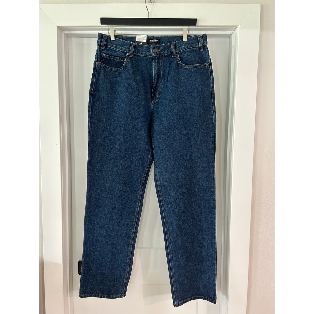 NEW Kirkland Signature Mens Relaxed Fit Jeans Dark Wash Indigo 36x34 Dad Heavy
